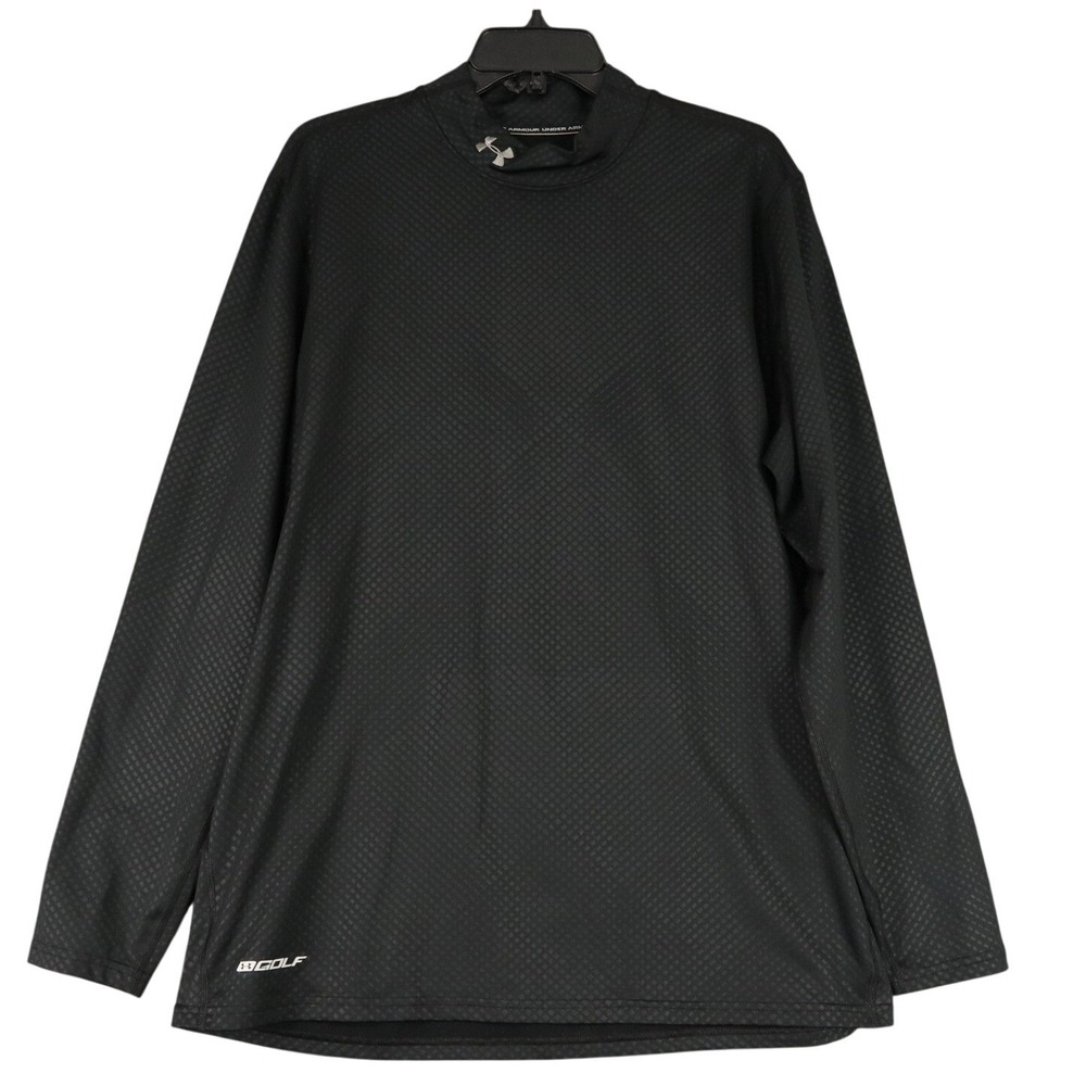 Under Armour Golf Shirt Mens XL Black ColdGear Mock Neck Long Sleeve Thermal